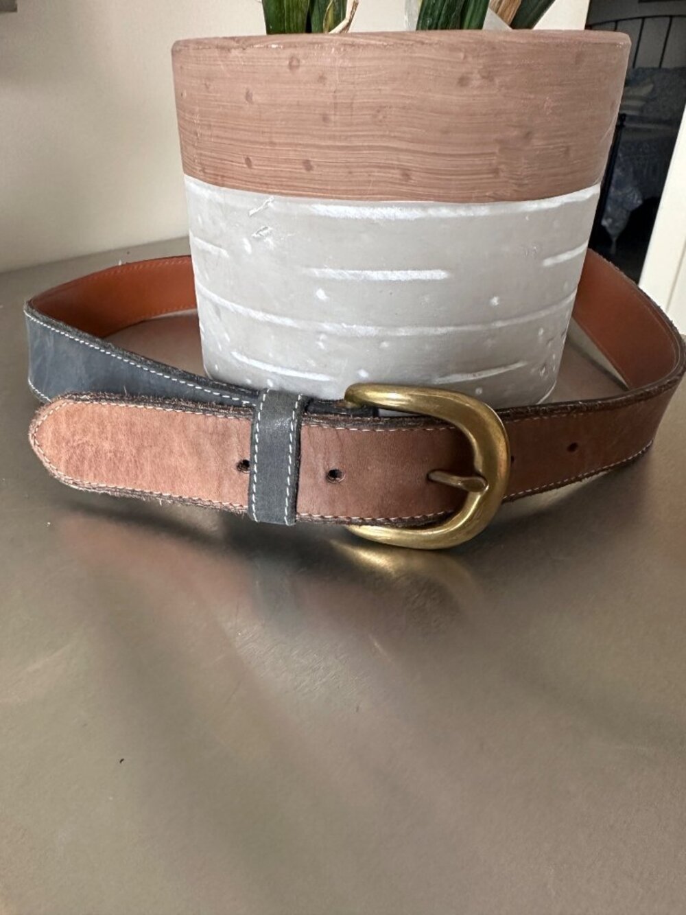 Vtg Gap Leather Belt Mens 32 Patch‎ Sections Suede 70s Vibe Retro Boho